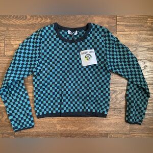 NWT DayDreamer Checker Punk Maximalist Unique Statement Soft Stretch Sweater XL